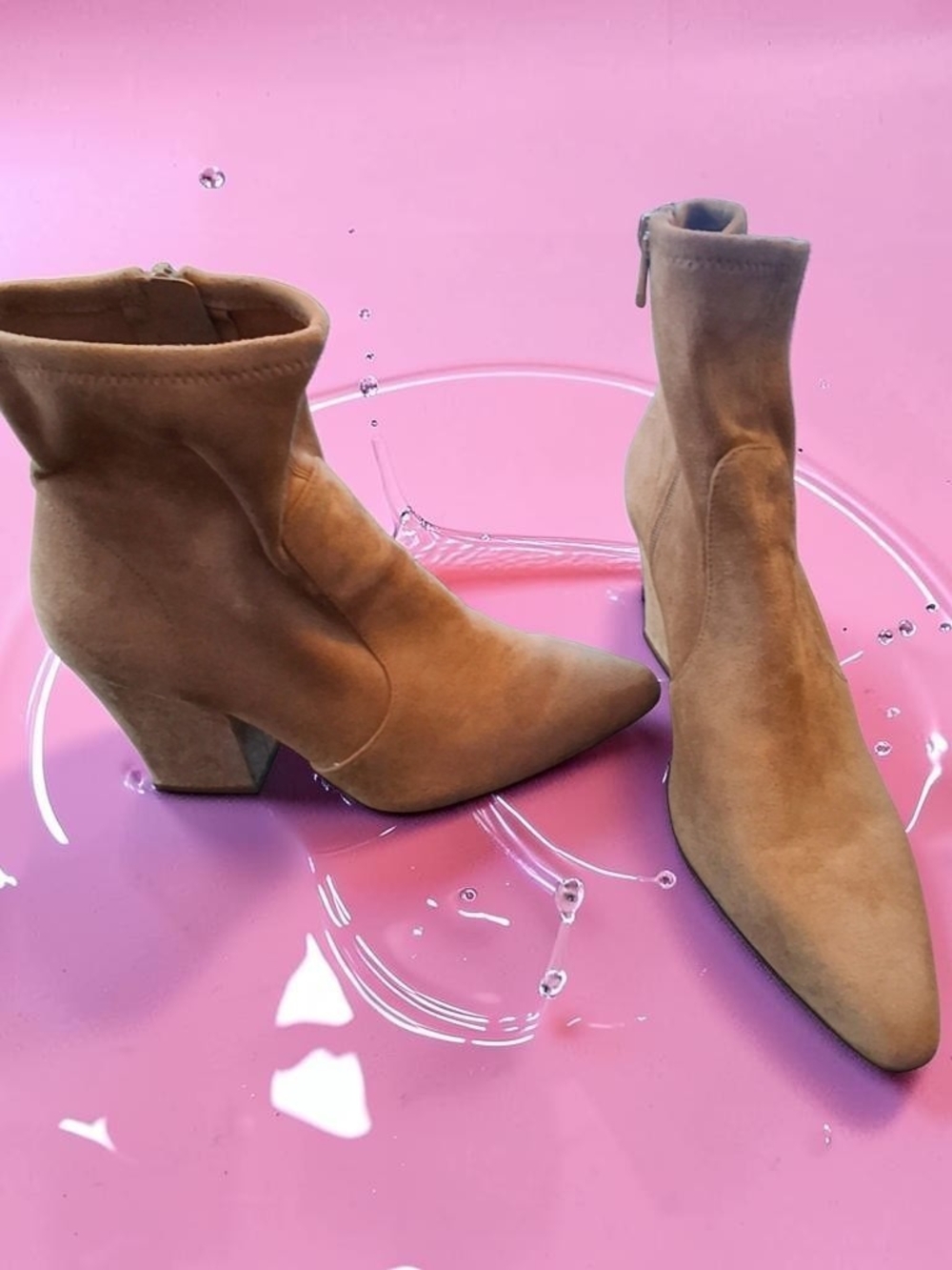 Jessica Simpson Tan Suede Pointed Toe Ankle Boots Womens Shoes Size 9.5 Autumn